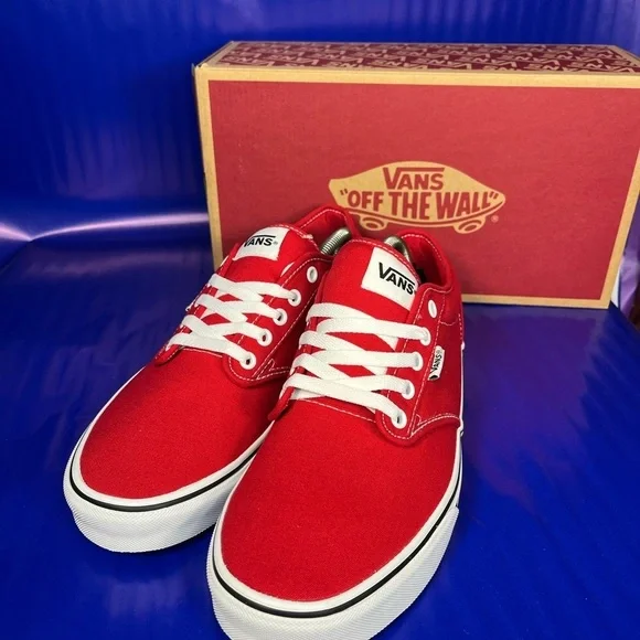 🆕 Vans Atwood Checker Sidewall Red Sneaker Men’s 13 Fast Shipping - Picture 2 of 6